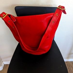 Vintage red leather large coach purse EUC